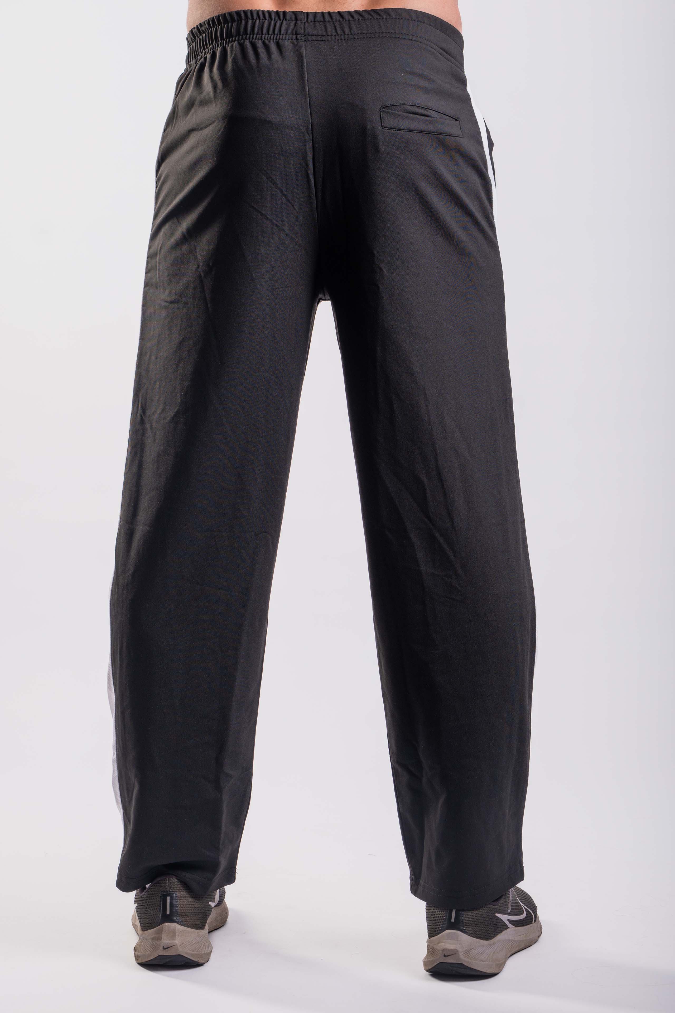 Aura Track Pants black rear view with elastic waistband