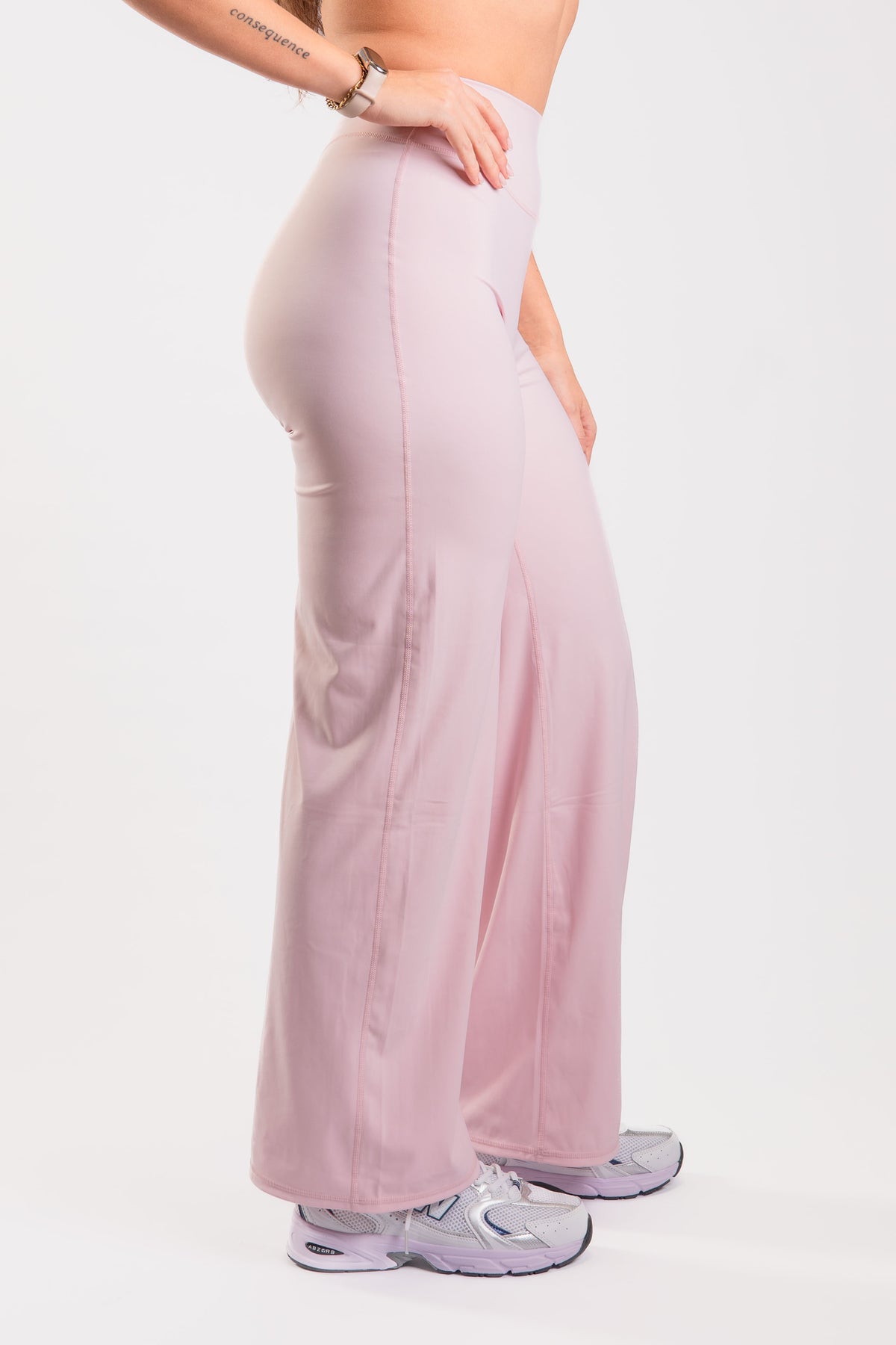 LUNA HALTER SPORT WIDE LEGGINGS - PINK
