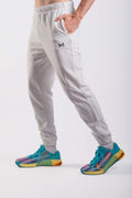 White men’s joggers with side pocket and MM Essentiels logo