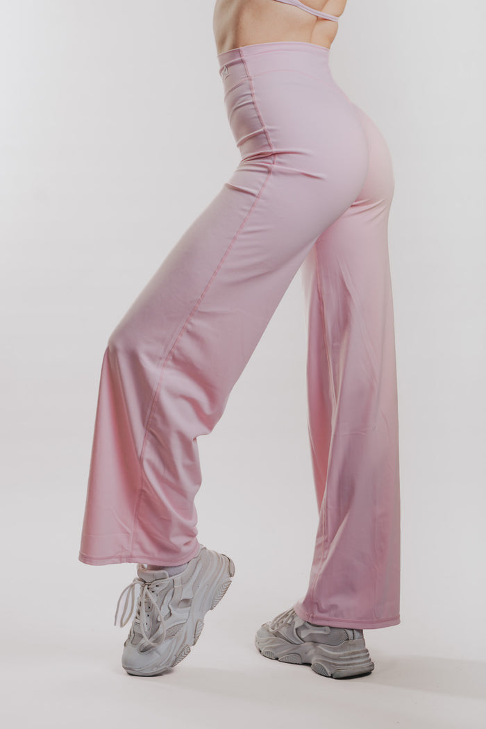 LUNA HALTER SPORT WIDE LEGGINGS - PINK